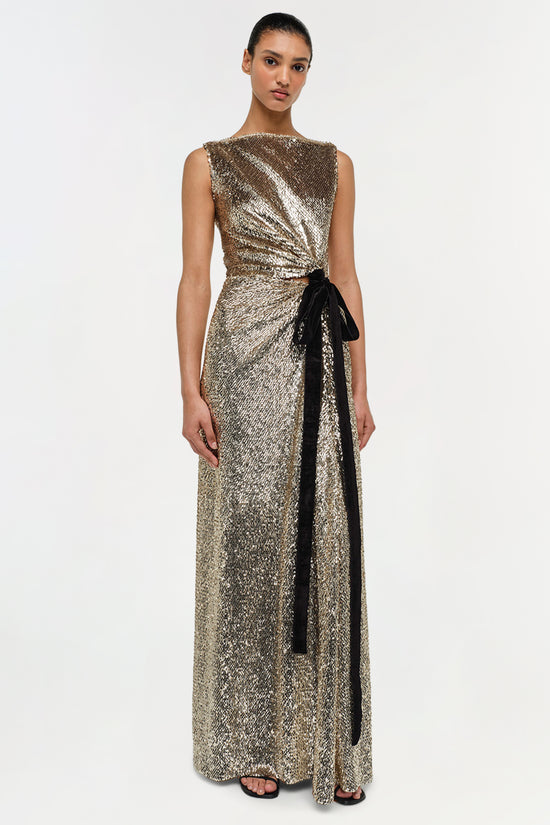 Felicity Draped Sequin Gown