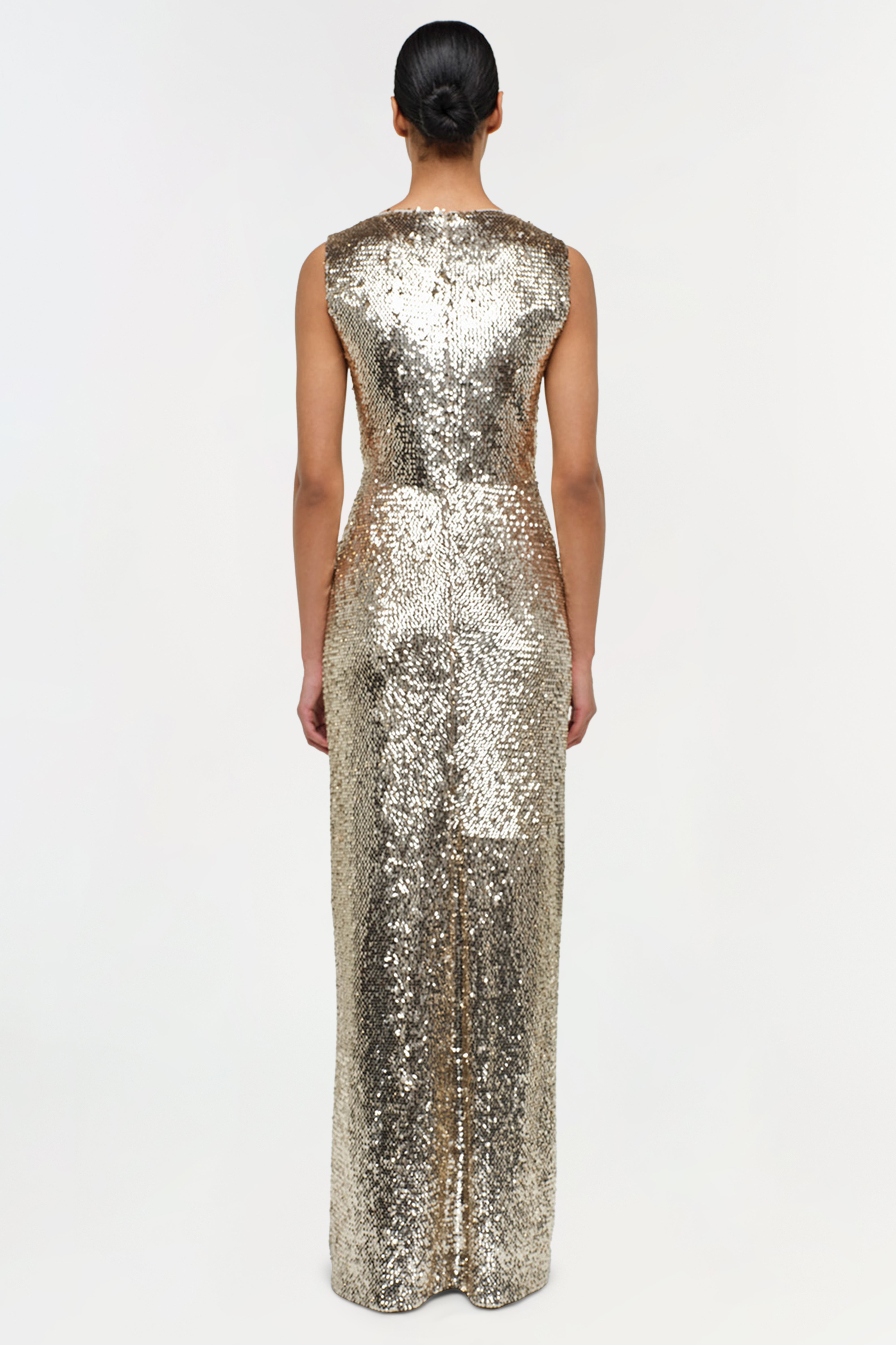 SIMKHAI Women's Felicity Draped Sequin Gown in Gold Multi, Size 2 SIMKHAI Women's Felicity Draped Sequin Gown in Gold Multi, Size 2