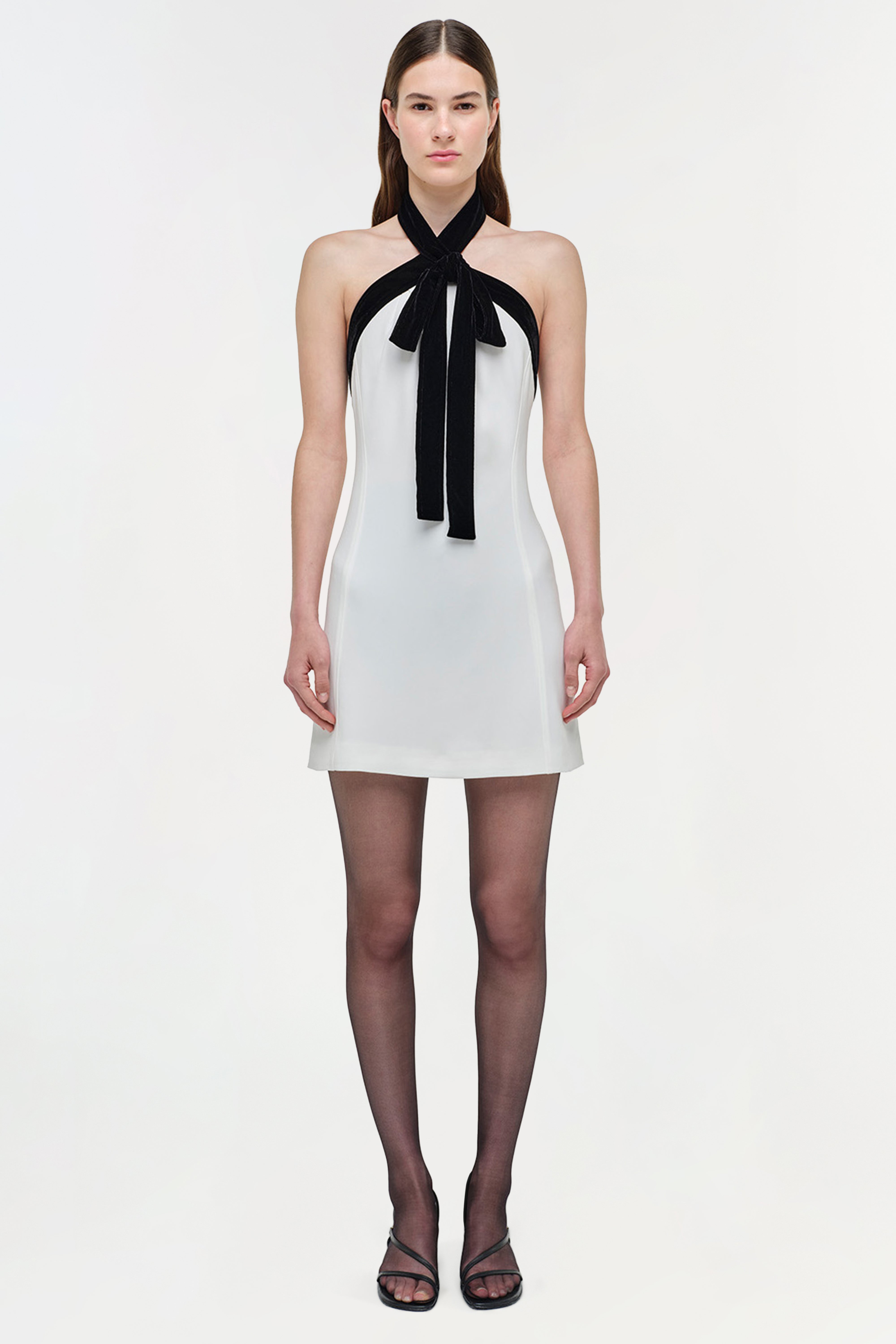 SIMKHAI Women's Jolie Velvet Tie Mini Dress in Ivory/Multi, Size 10 SIMKHAI Women's Jolie Velvet Tie Mini Dress in Ivory/Multi, Size 10