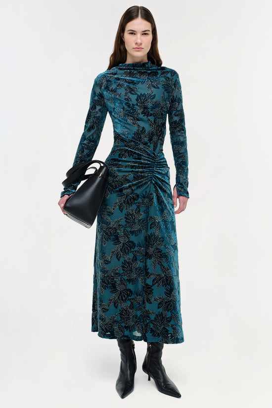 Ferrera Floral Velvet Midi Dress