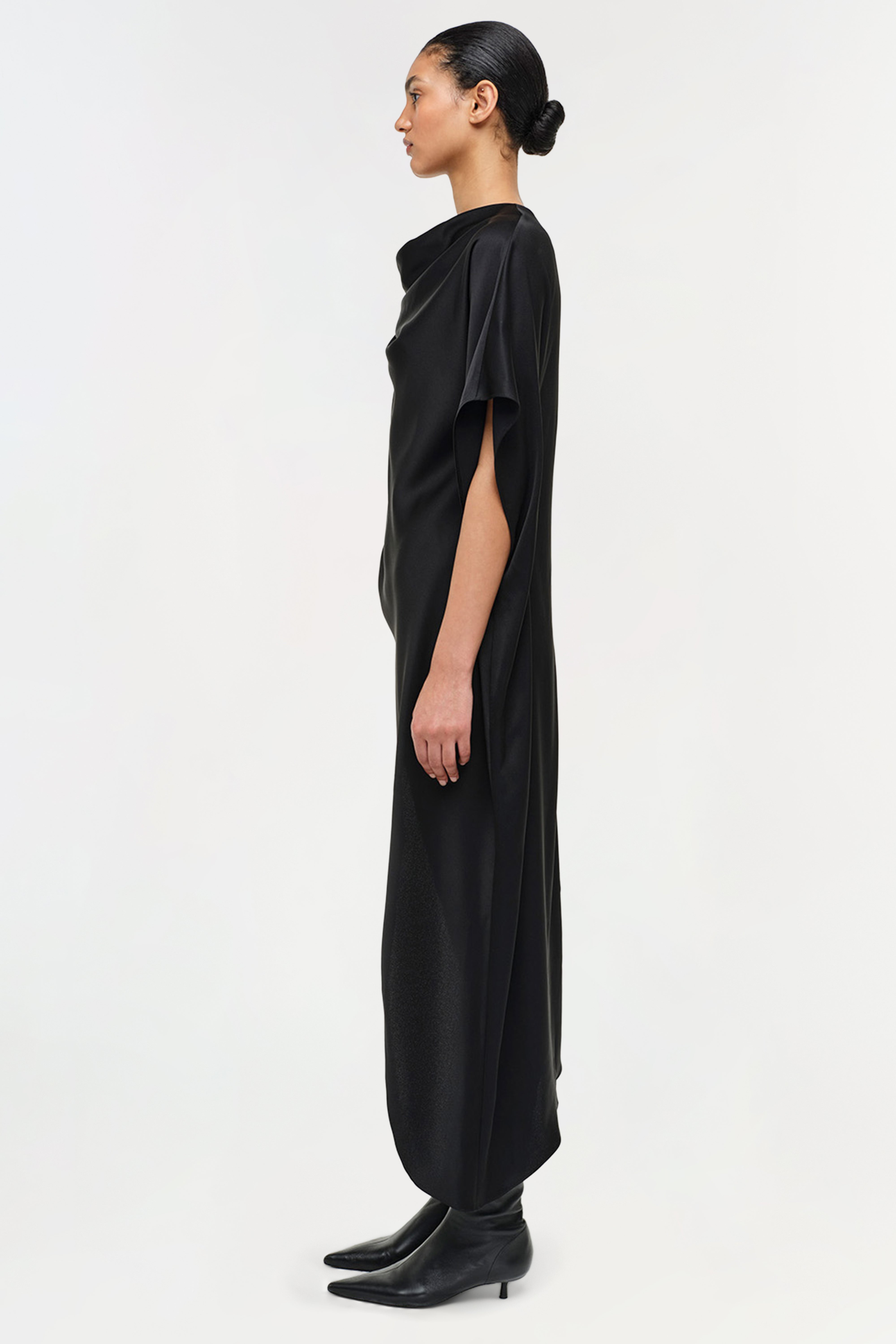 Simkhai Women's Sadia Satin Mini Cape Dress in Black, Size 4 Simkhai Women's Sadia Satin Mini Cape Dress in Black, Size 4