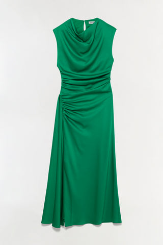 Burke Draped Satin Midi Dress