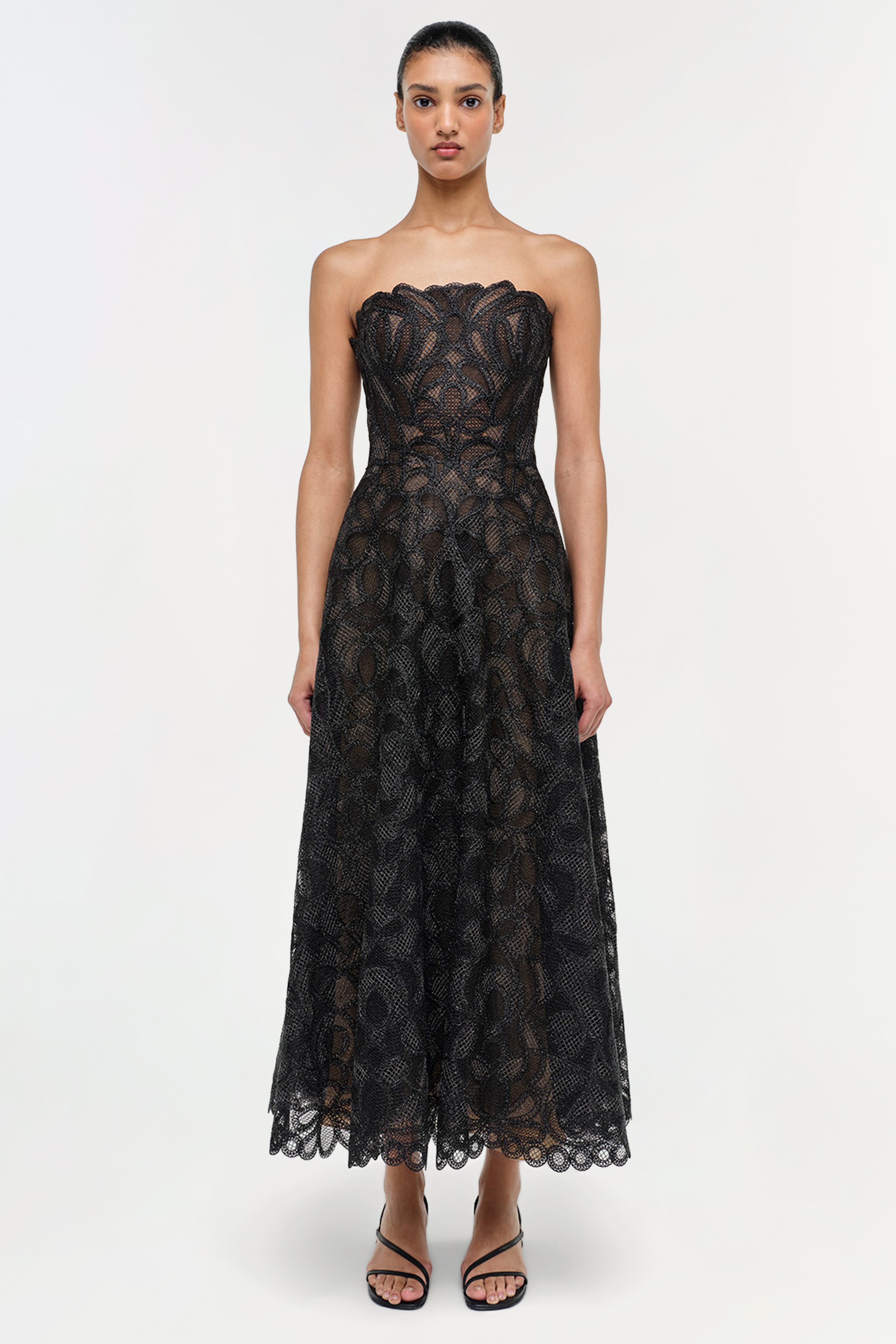Simkhai Elvina Gilded Lace Midi Dress - Black Simkhai Elvina Gilded Lace Midi Dress - Black