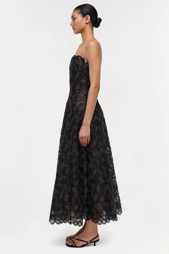 Elvina Gilded Lace Midi Dress