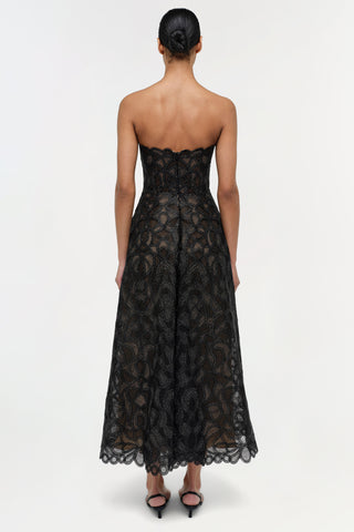 Elvina Gilded Lace Midi Dress