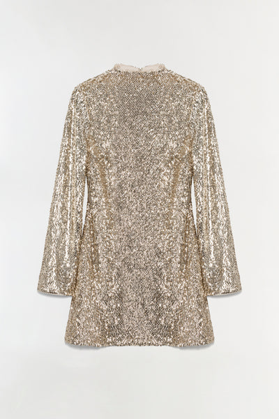 Simkhai Women's Opal Sequin Mini Long Sleeve Dress in Gold, Size 0