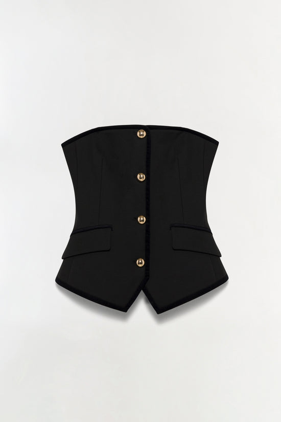 Cambrie Velvet Trimmed Bustier Top