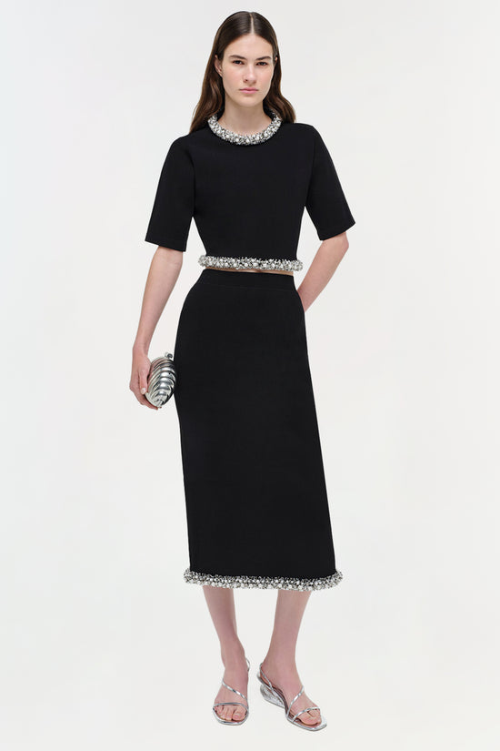 Idina Embellished Knit Skirt
