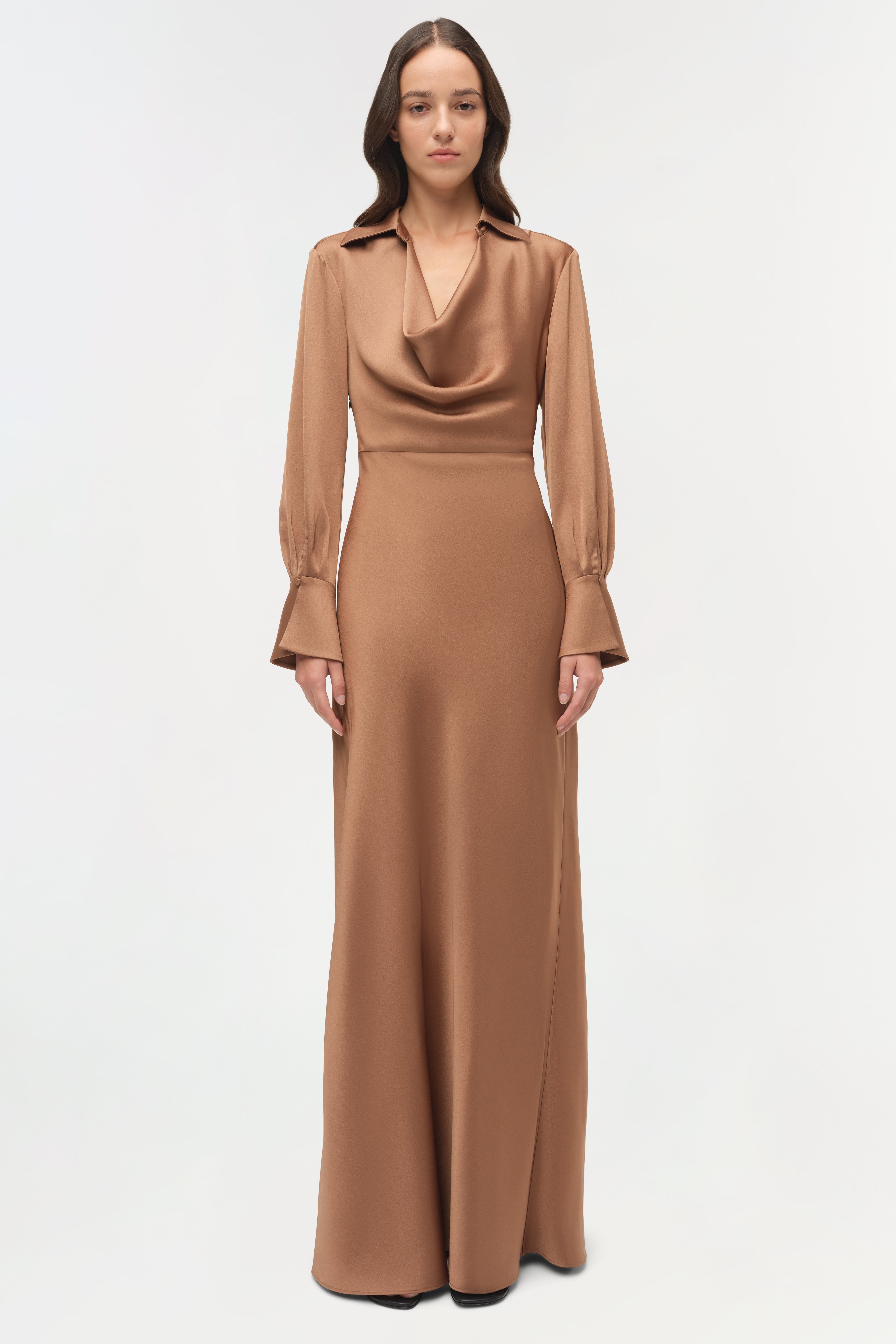 SIMKHAI Women's Adelle Draped Satin Gown in Chai, Size 4