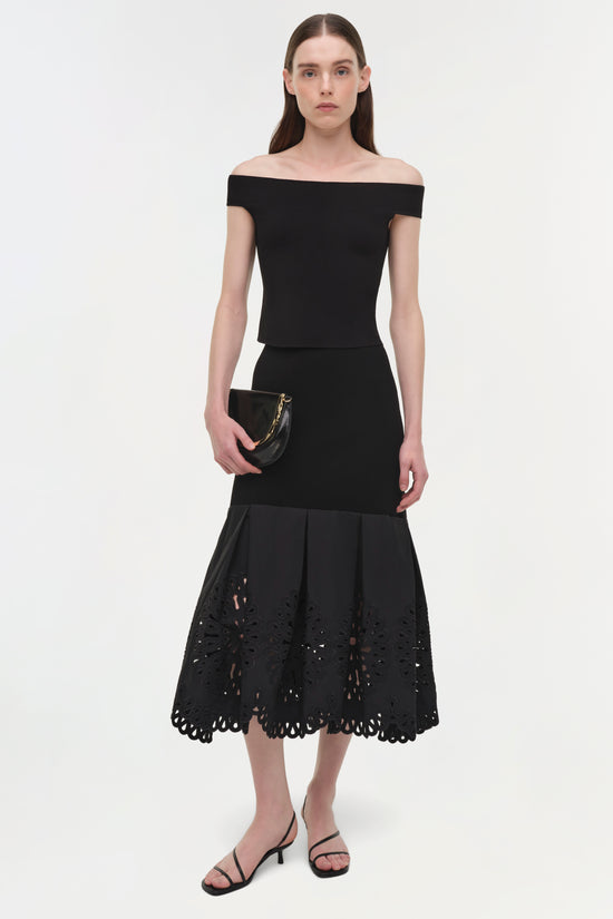 Eveletta Embroidered Knit Midi Skirt