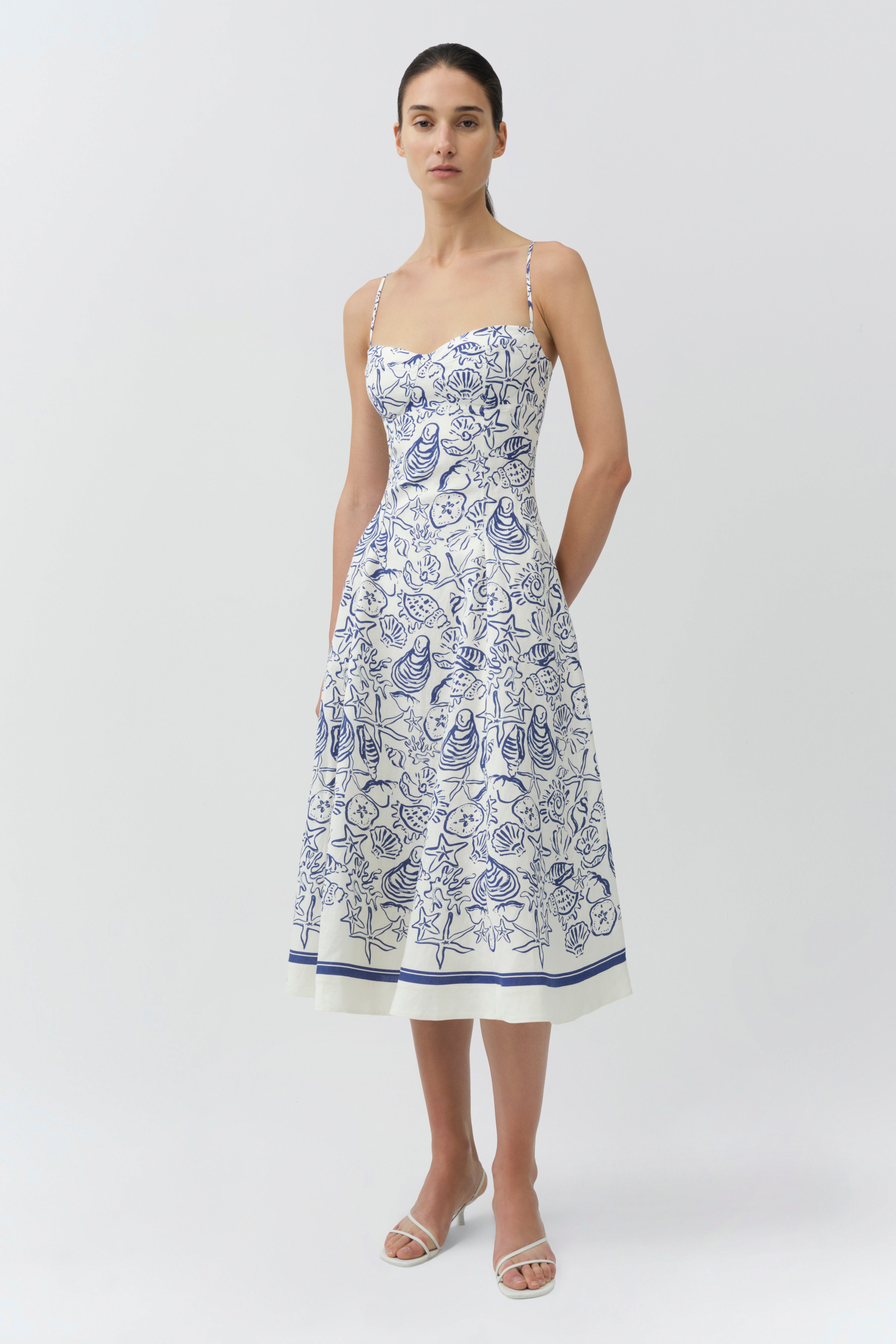 Simkhai Women's Analise Linen Bustier Midi Dress - S / Blueberry MULTI Simkhai Women's Analise Linen Bustier Midi Dress - S / Blueberry MULTI