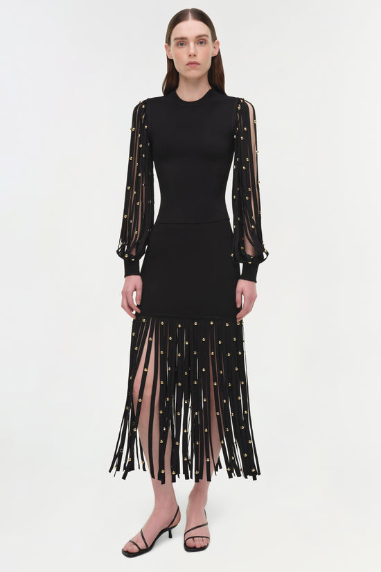 Melva Knit Embellished Midi Skirt