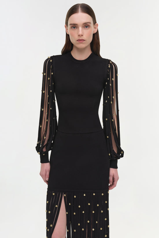 Melva Knit Embellished Midi Skirt