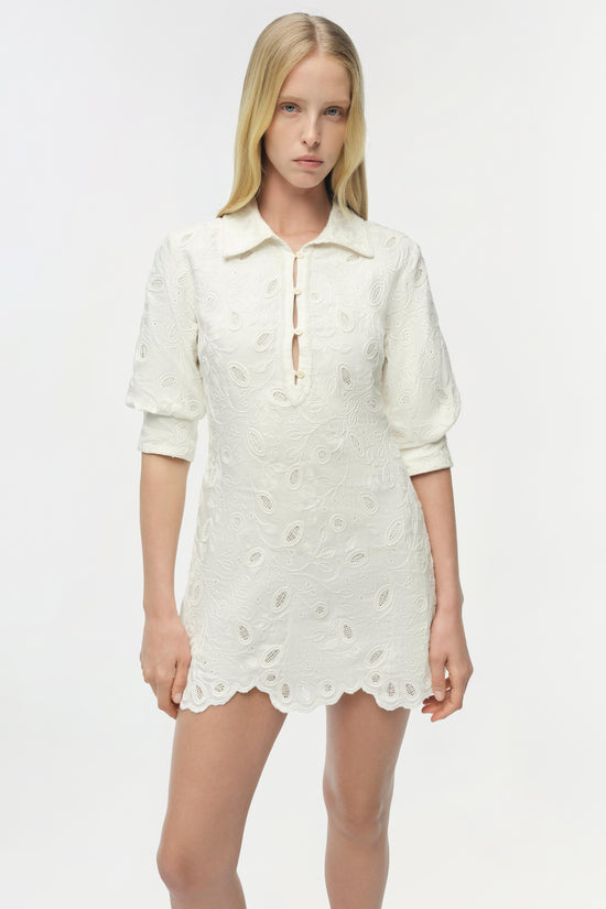 Freya Embroidered Linen Mini Dress