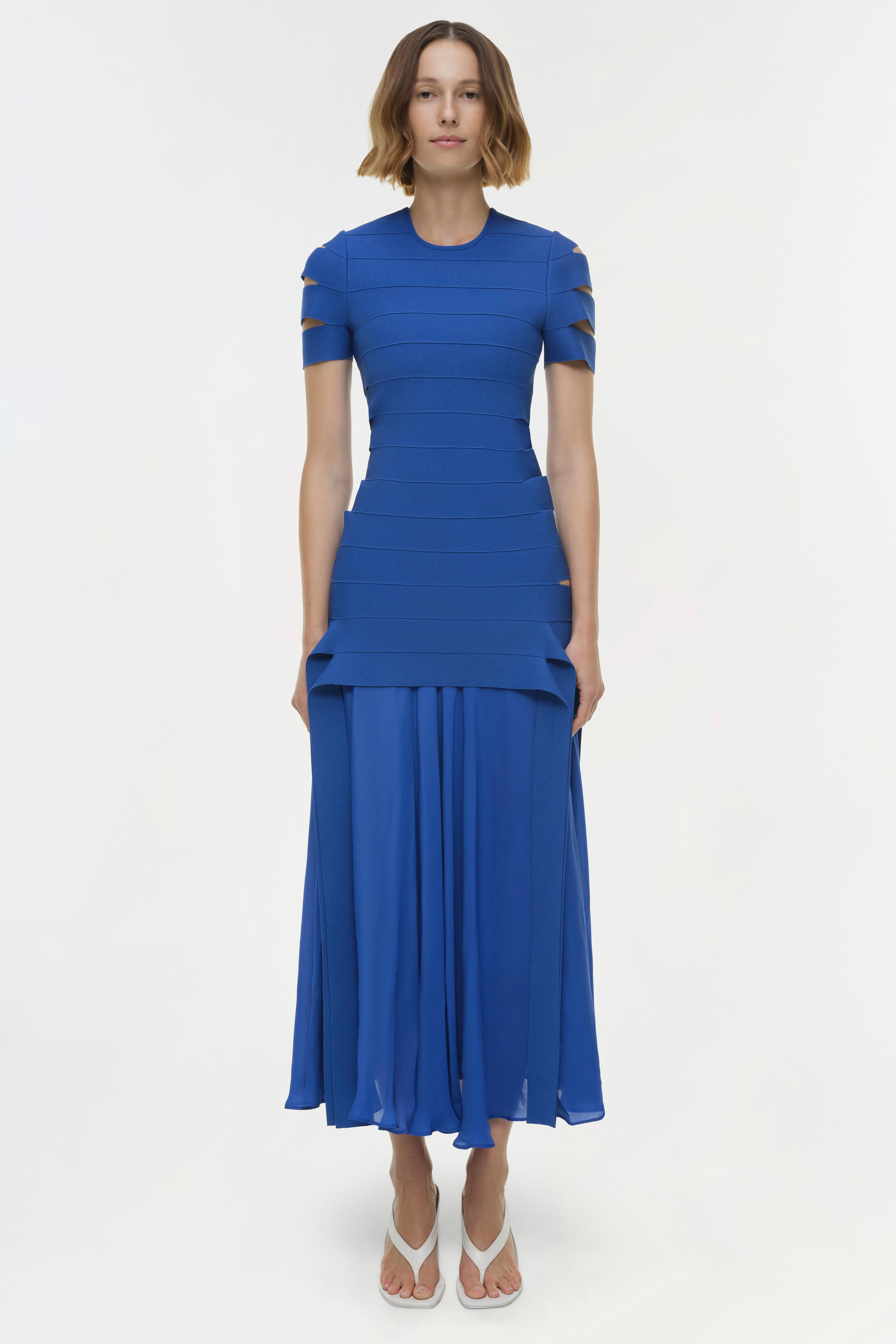 SIMKHAI Women's Laken Knit Maxi Dress in Royal Blue, Size Small