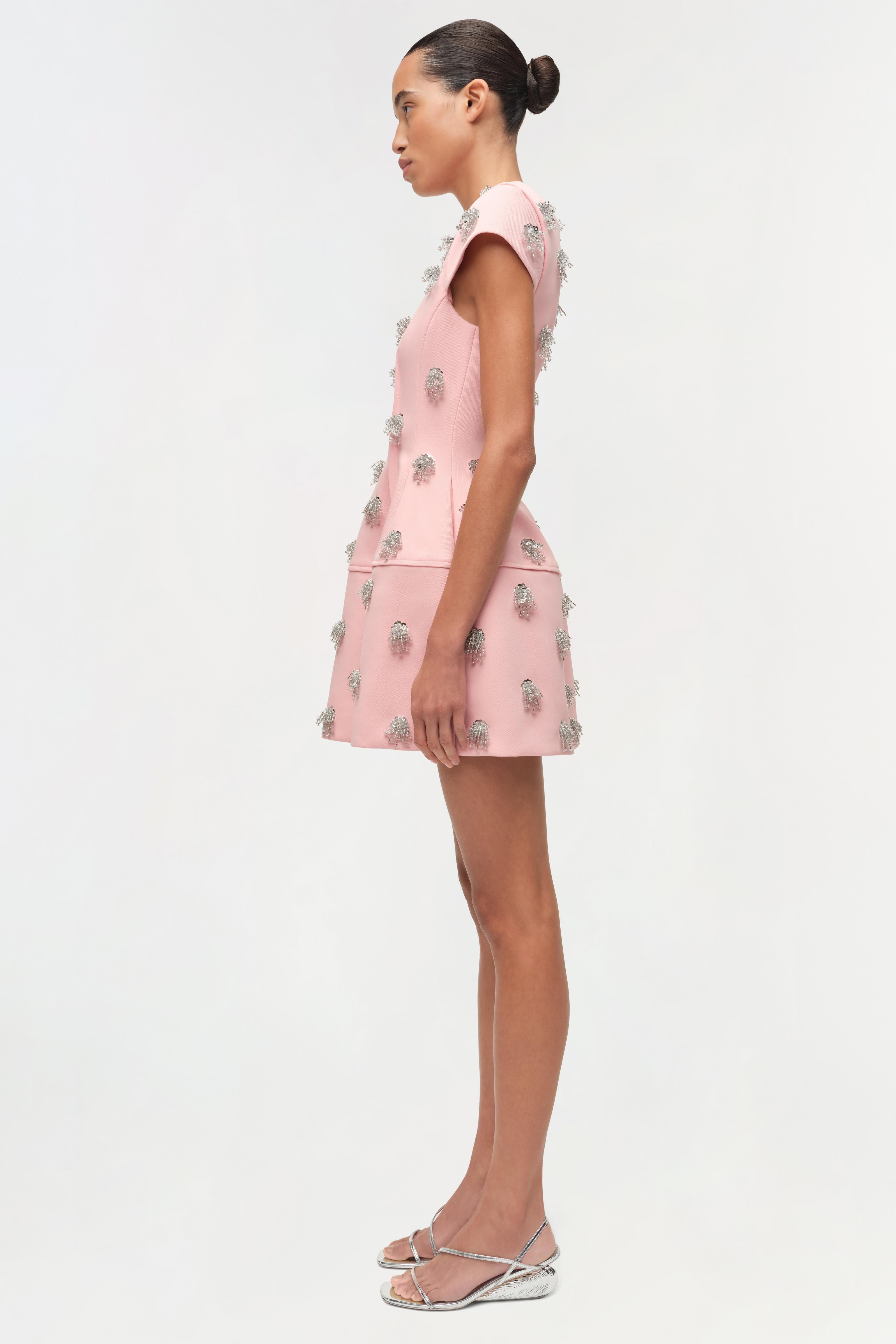 pink embellished mini dress SIMKHAI Women's Bethanie Bead-Embellished Minidress - Dusty Rose