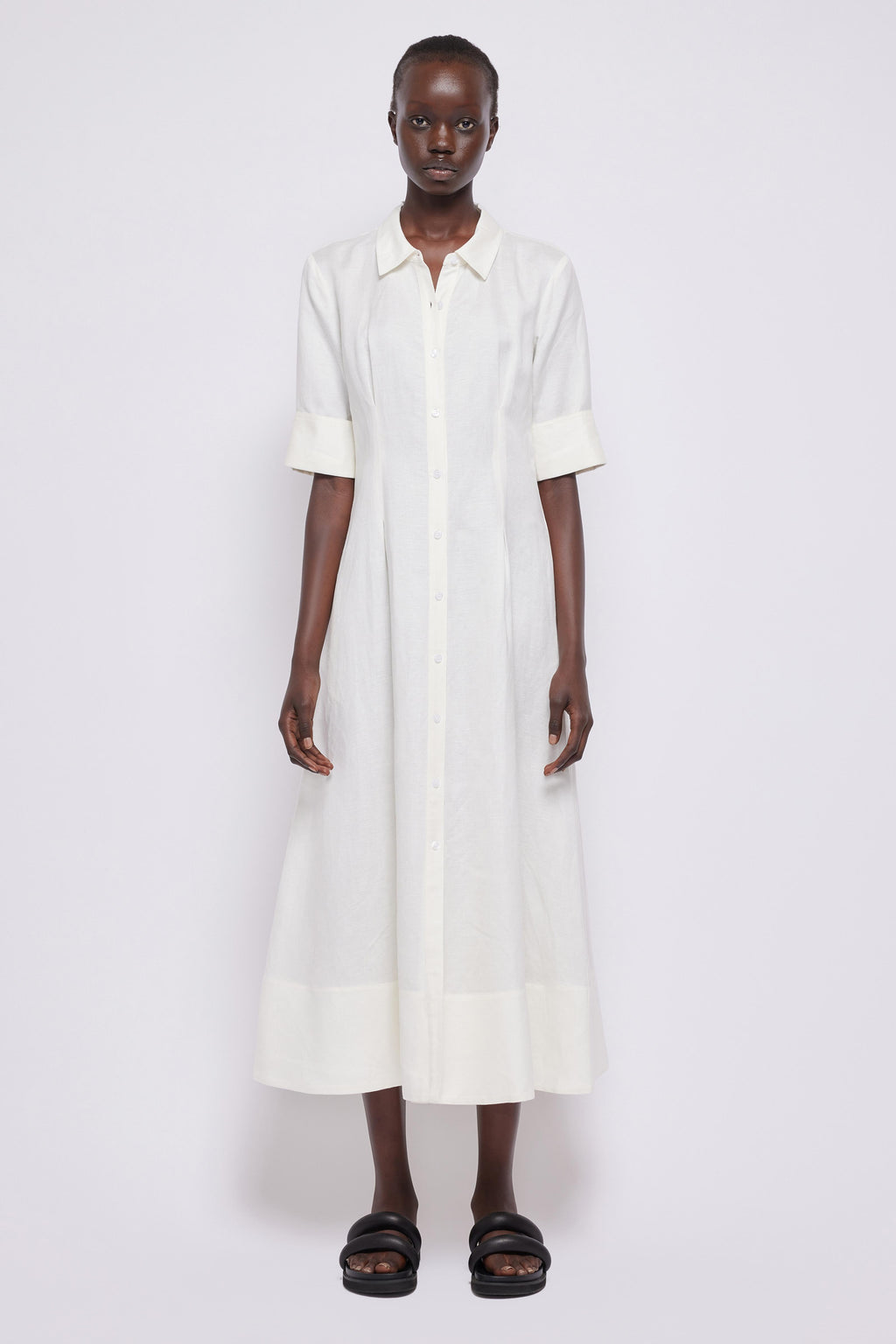 Claudine Shirt Midi Dress - White | SIMKHAI