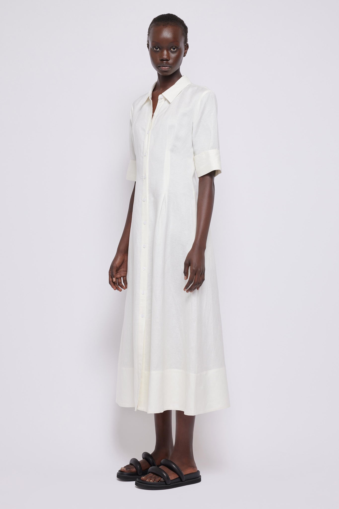 Claudine Shirt Midi Dress - White | SIMKHAI