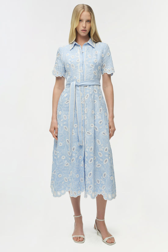 Audria Belted Linen Midi Dress – SIMKHAI