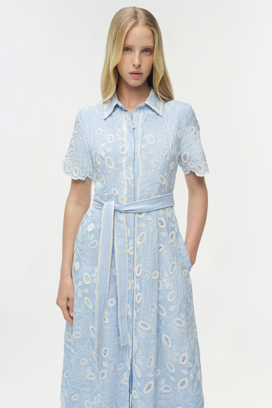 Audria Belted Linen Midi Dress
