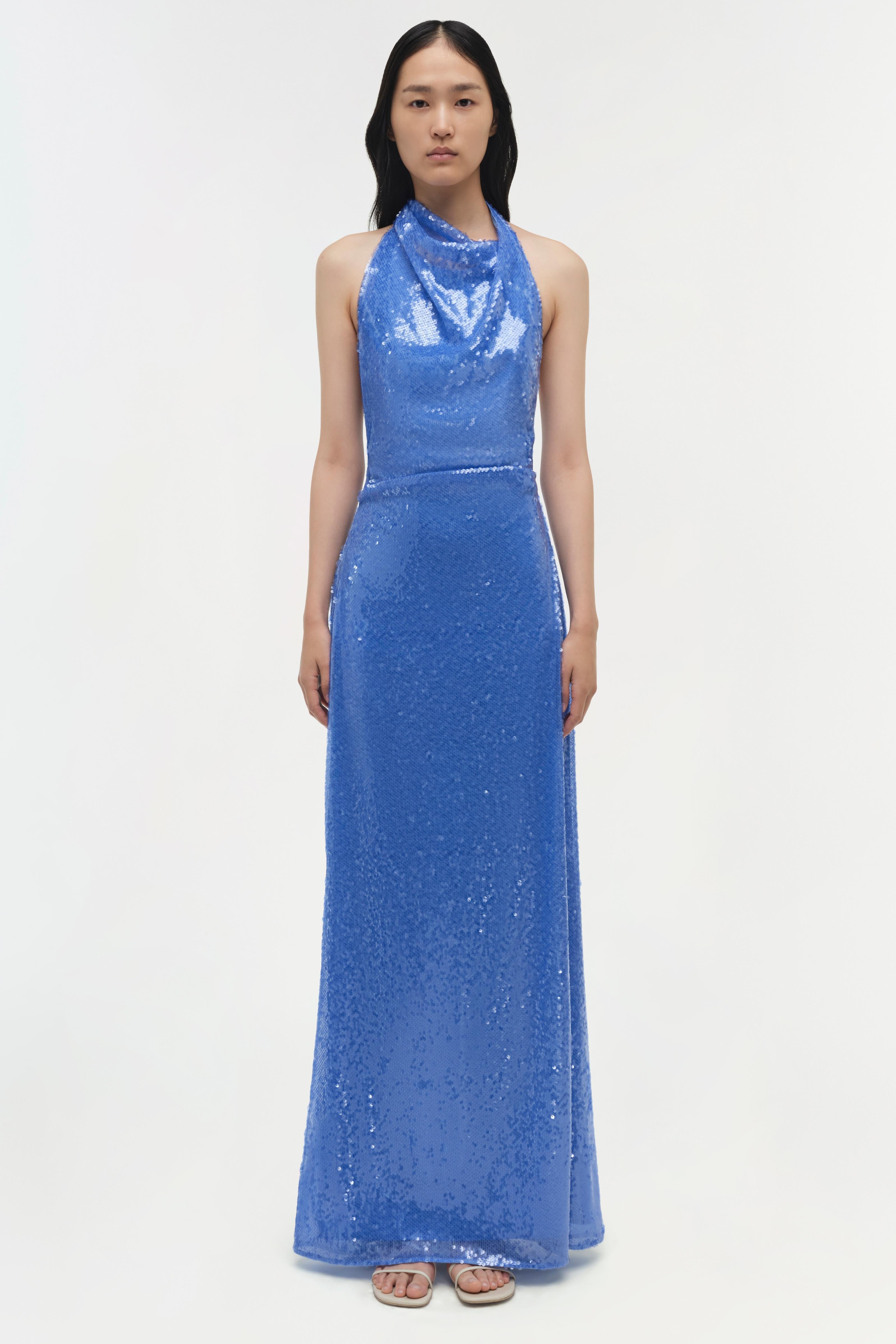 sequined sleeveless wrap dress by jonathan simkhai Jonathan Simkhai Bex Sleeveless Sequin-Embellished Maxi Dress in Pink