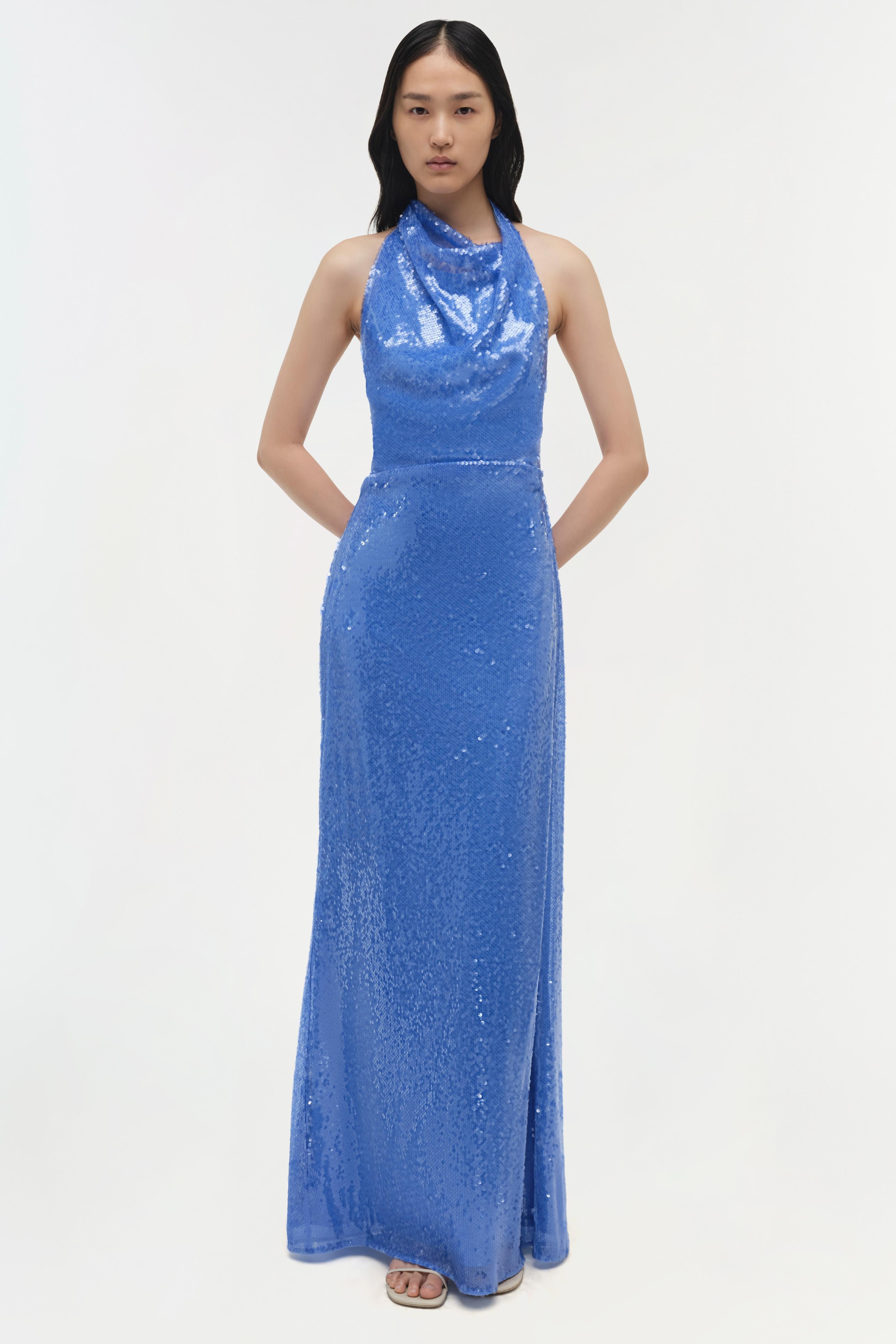 SIMKHAI Reannon Draped Gown in Blue - Size 10 SIMKHAI Reannon Draped Gown in Blue - Size 10