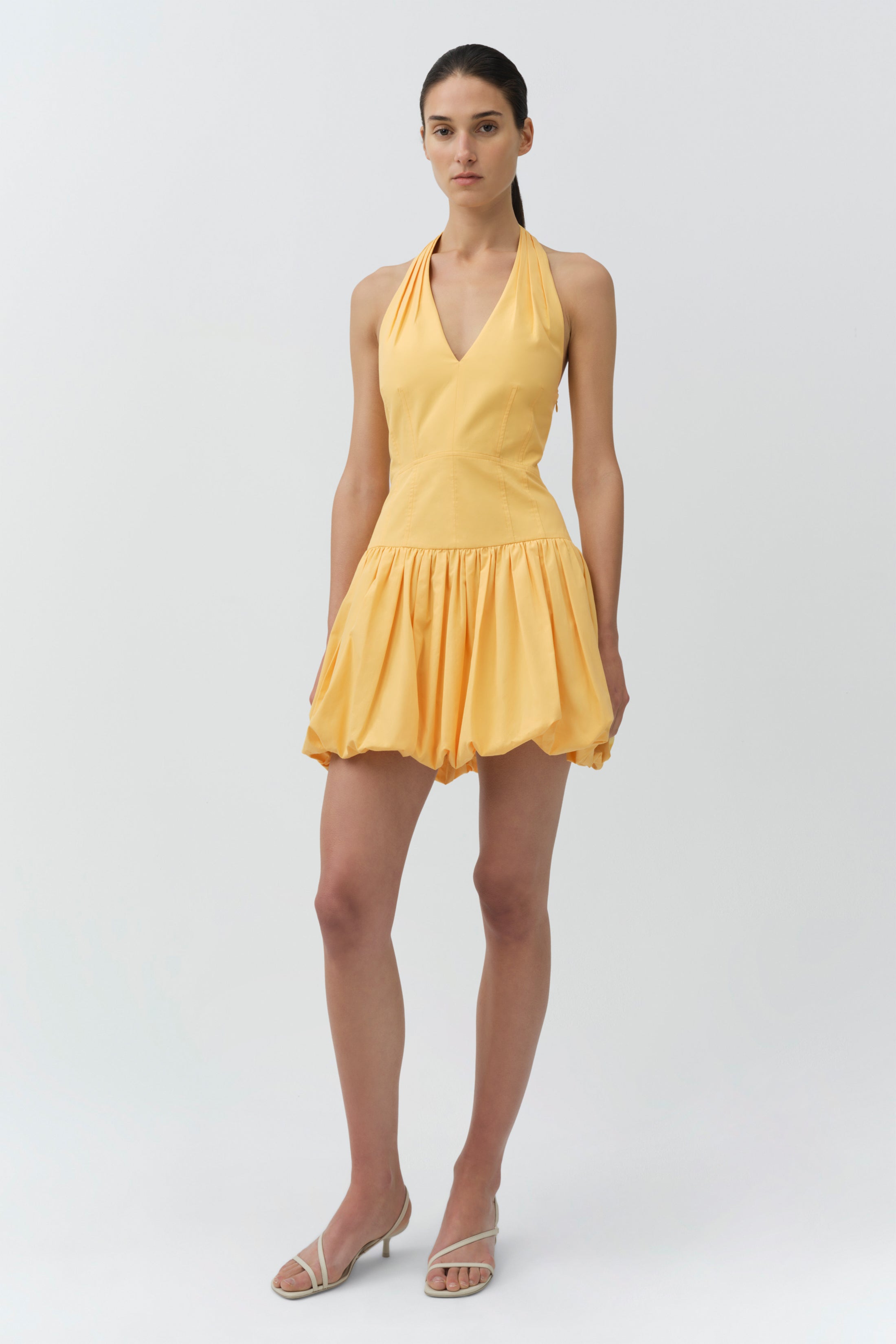 SIMKHAI Women's Brooke Cotton Halter Mini Dress in Mango, Size 4 SIMKHAI Women's Brooke Cotton Halter Mini Dress in Mango, Size 4
