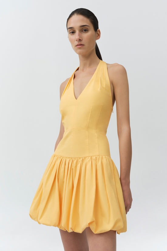 SIMKHAI Women's Brooke Cotton Halter Mini Dress in Mango, Size 4 SIMKHAI Women's Brooke Cotton Halter Mini Dress in Mango, Size 4