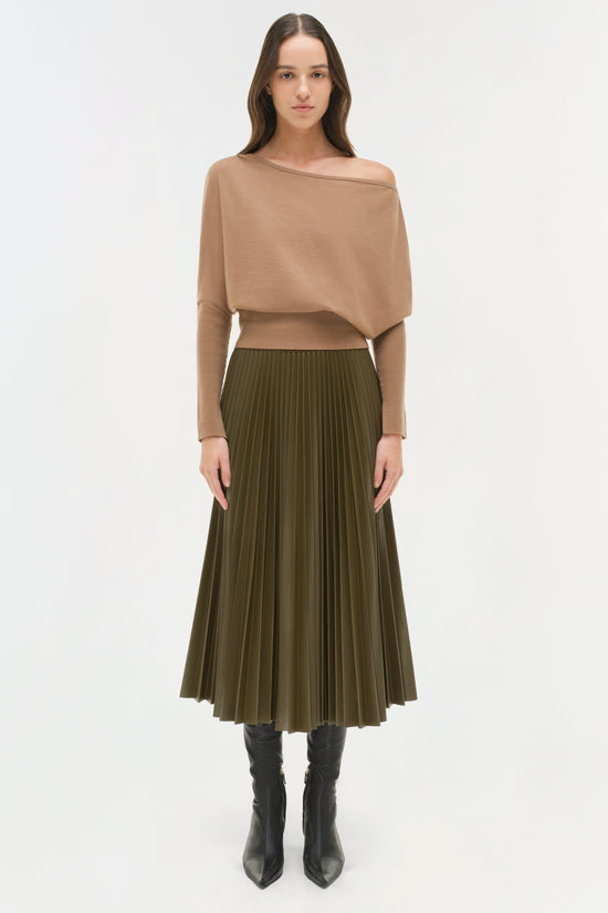 Kezia Vegan Leather Midi Skirt