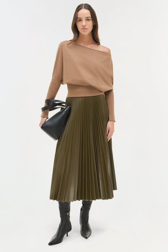 Kezia Vegan Leather Midi Skirt