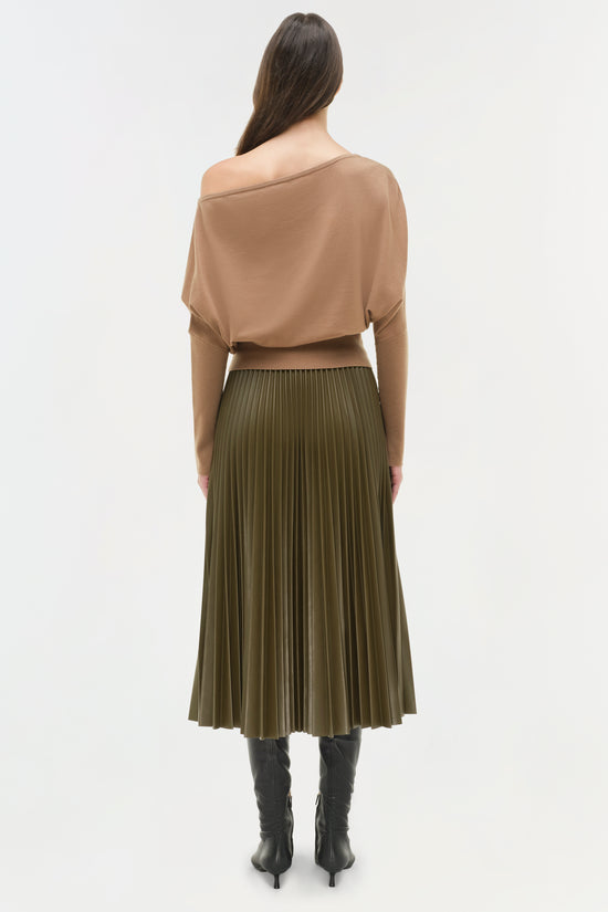Kezia Vegan Leather Midi Skirt