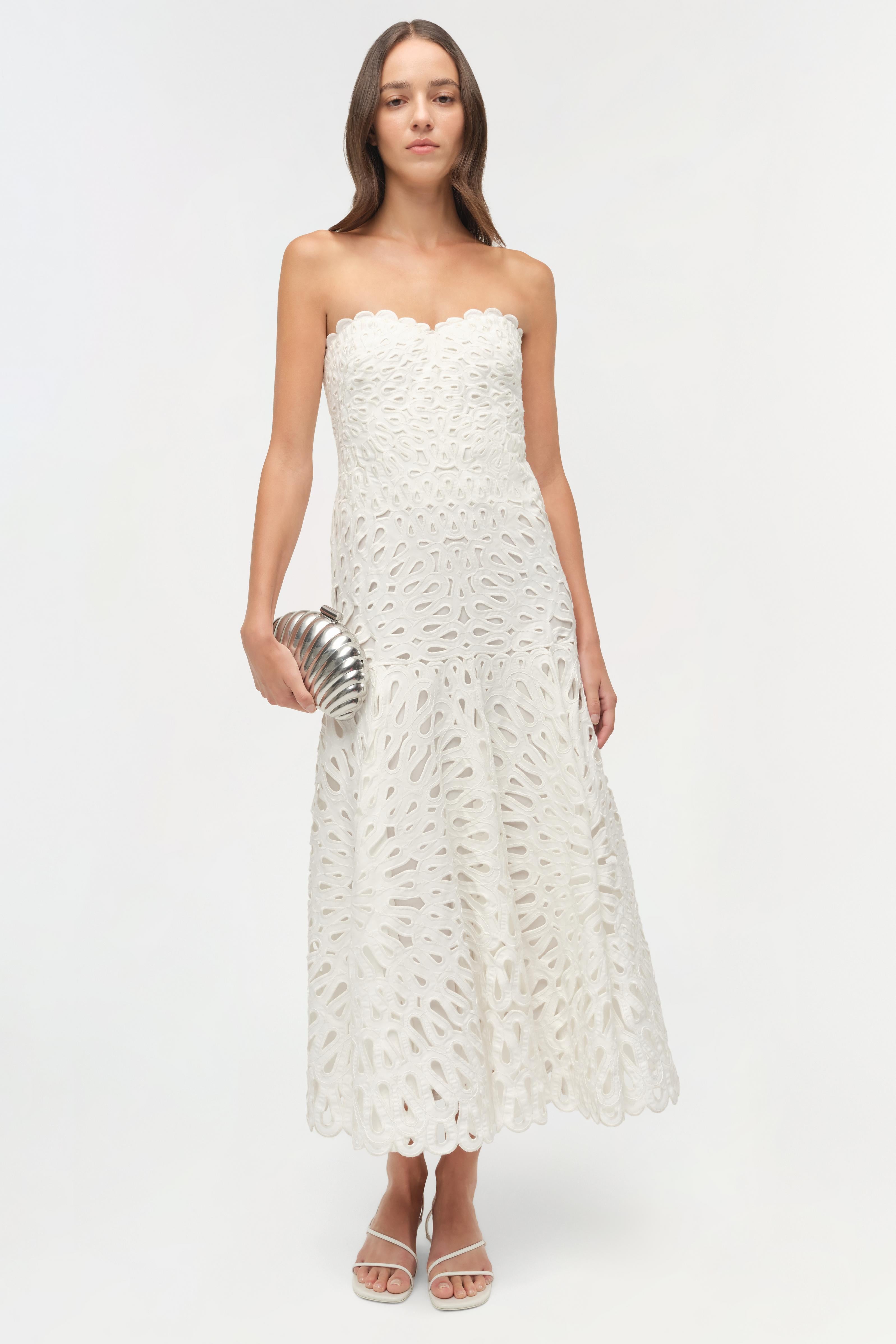 SIMKHAI Women's Florence Midi Dress - White - Size 0 SIMKHAI Women's Florence Midi Dress - White - Size 0