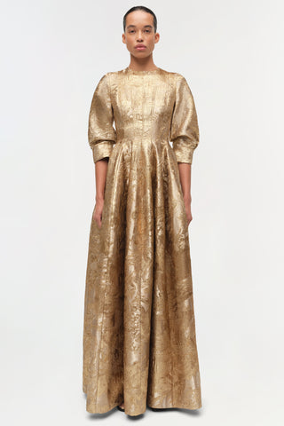 Claravelle Metallic Jacquard Gown