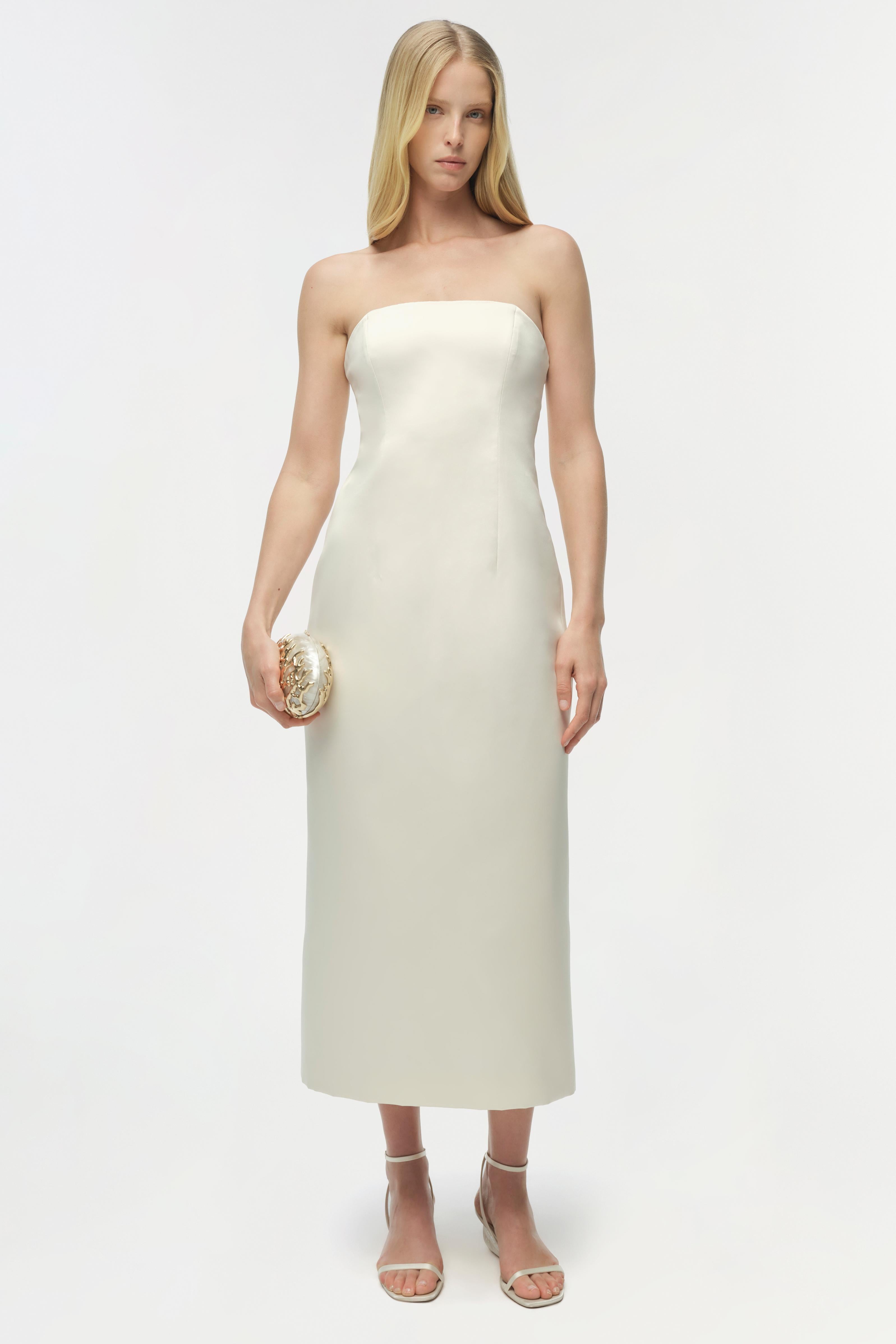 simkhai harlow bustier midi dress SIMKHAI Harlow Bustier Midi Dress in Ivory