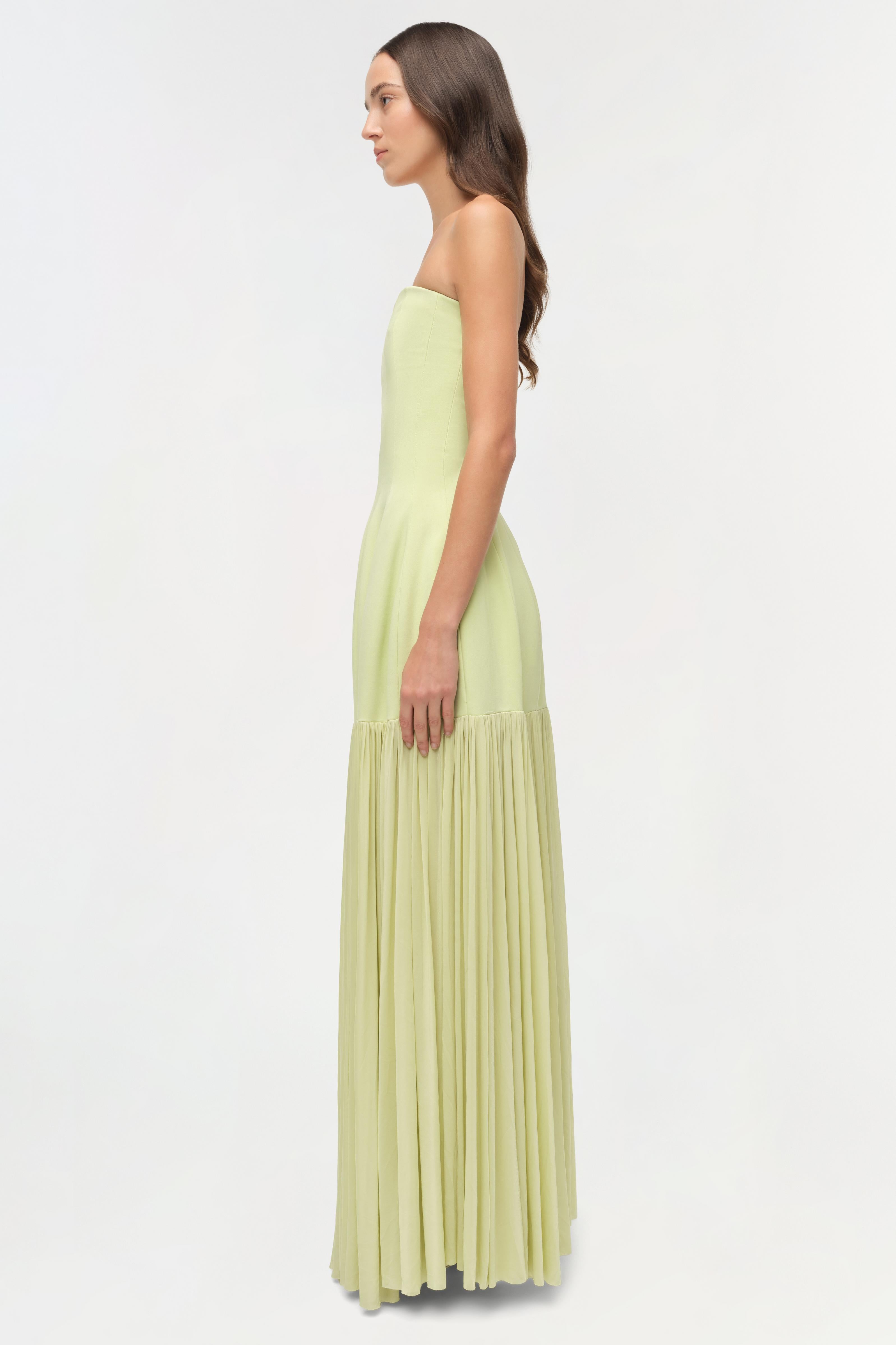 Sandrine Draped Jersey Bustier Midi Dress SIMKHAI Sandrine Draped Jersey Bustier Midi Dress SIMKHAI