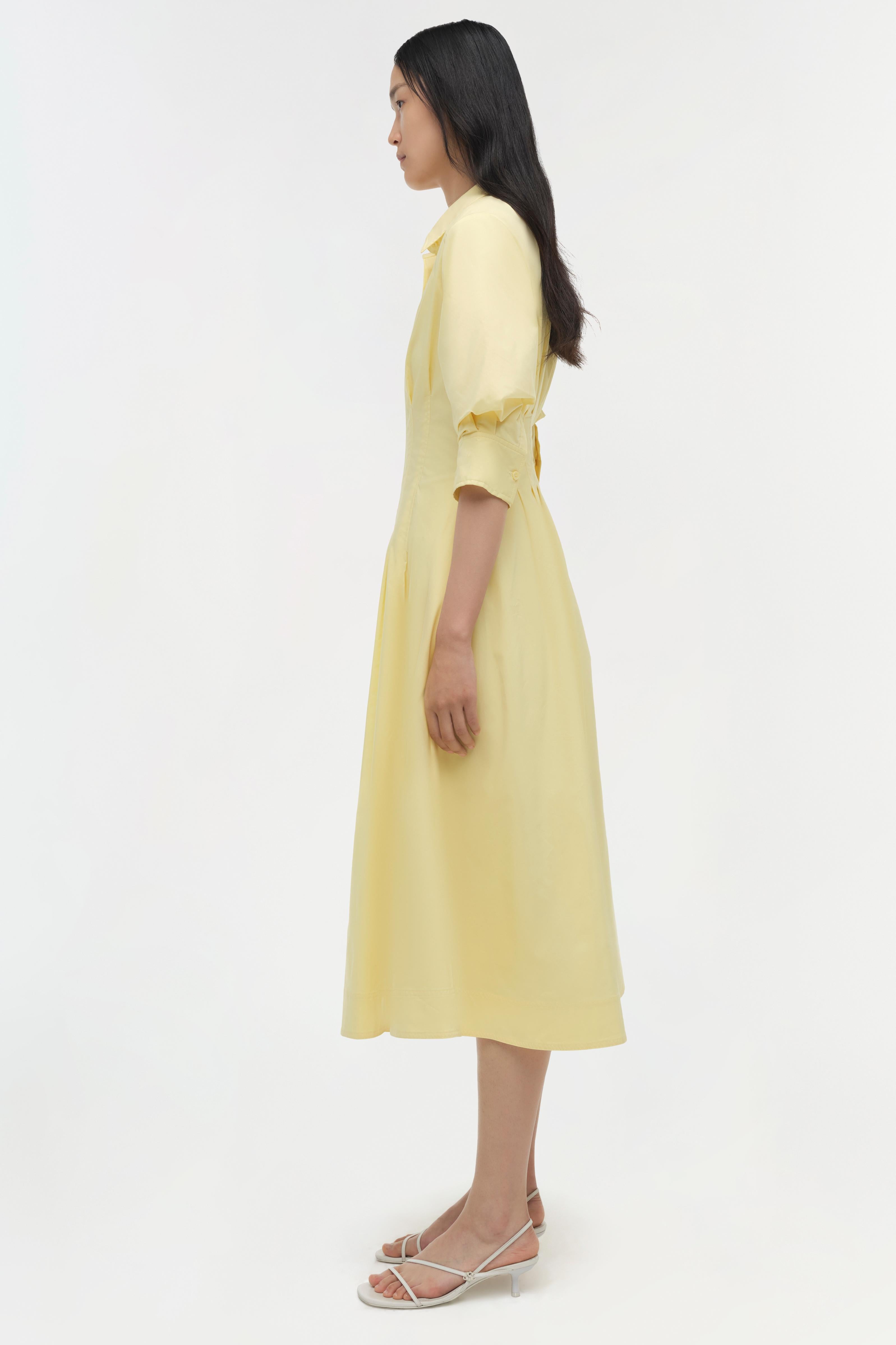 Jazz Pintuck Midi Dress - Buttercream Yellow | SIMKHAI Jazz Pintuck Midi Dress - Buttercream Yellow | SIMKHAI