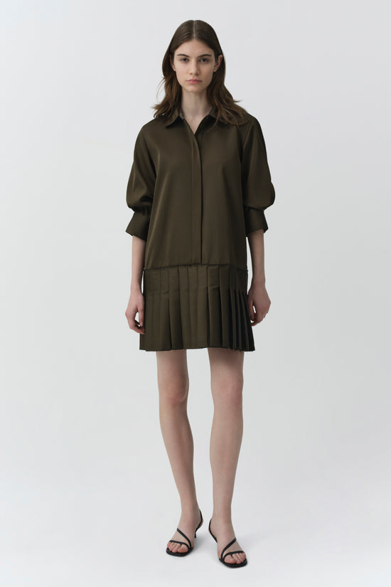 Regina Pleated Mini Shirt Dress