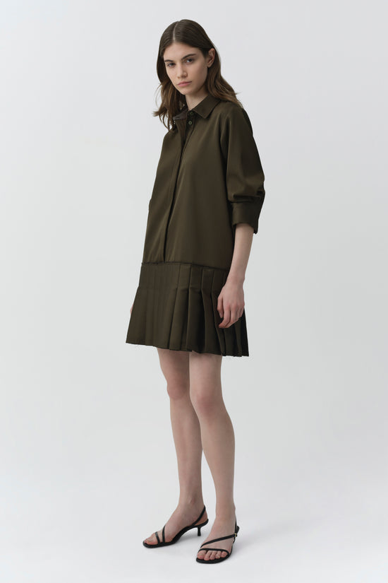 Regina Pleated Mini Shirt Dress