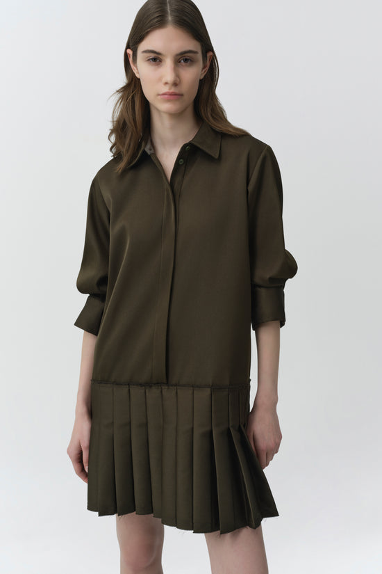 Regina Pleated Mini Shirt Dress