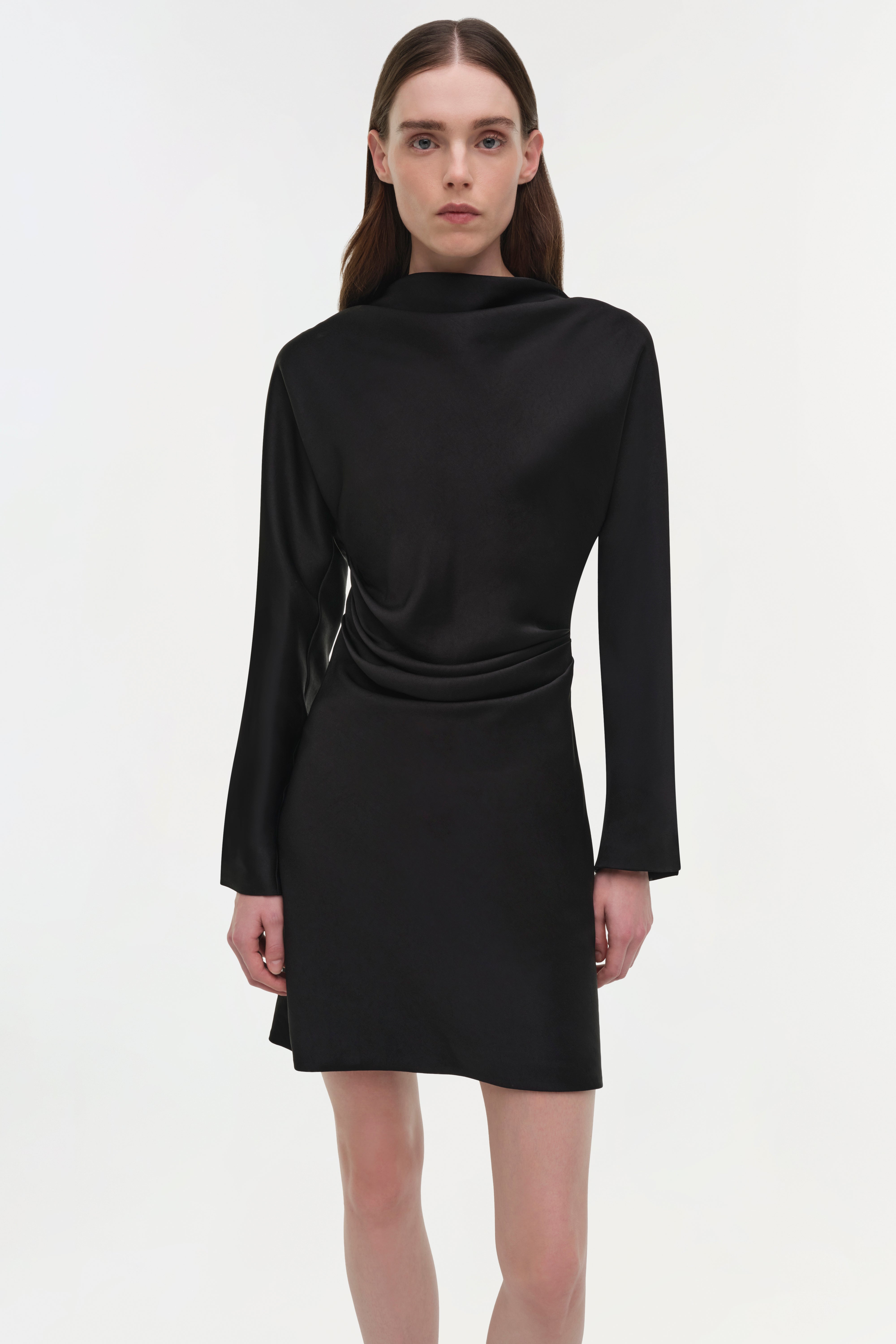 SIMKHAI Women's Harpor Satin Mini Dress in Black, Size 12