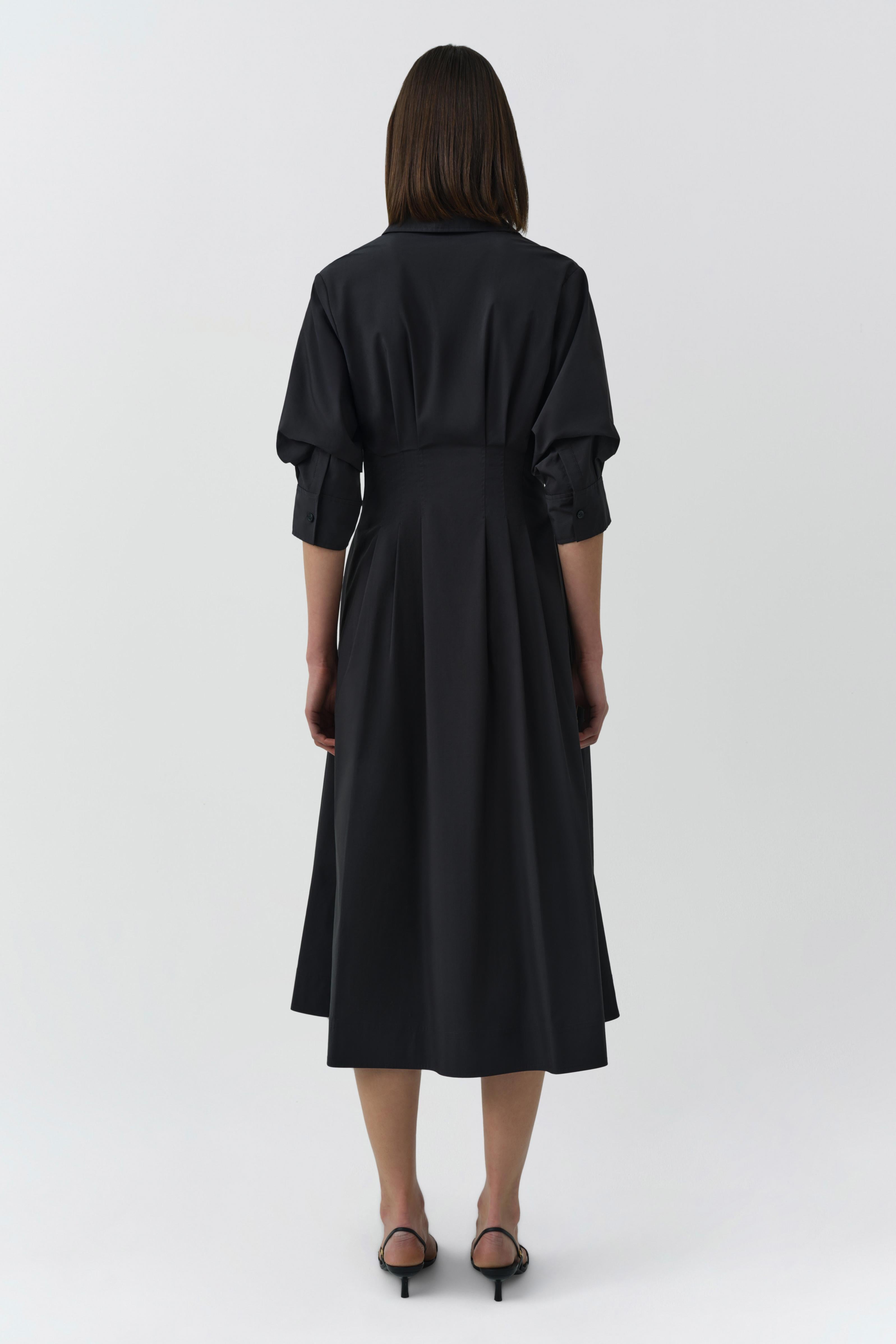 midi black dress with sleeves Anika Long Sleeve Bodycon Midi Dress American Threads Young Women's Fashion Black / M