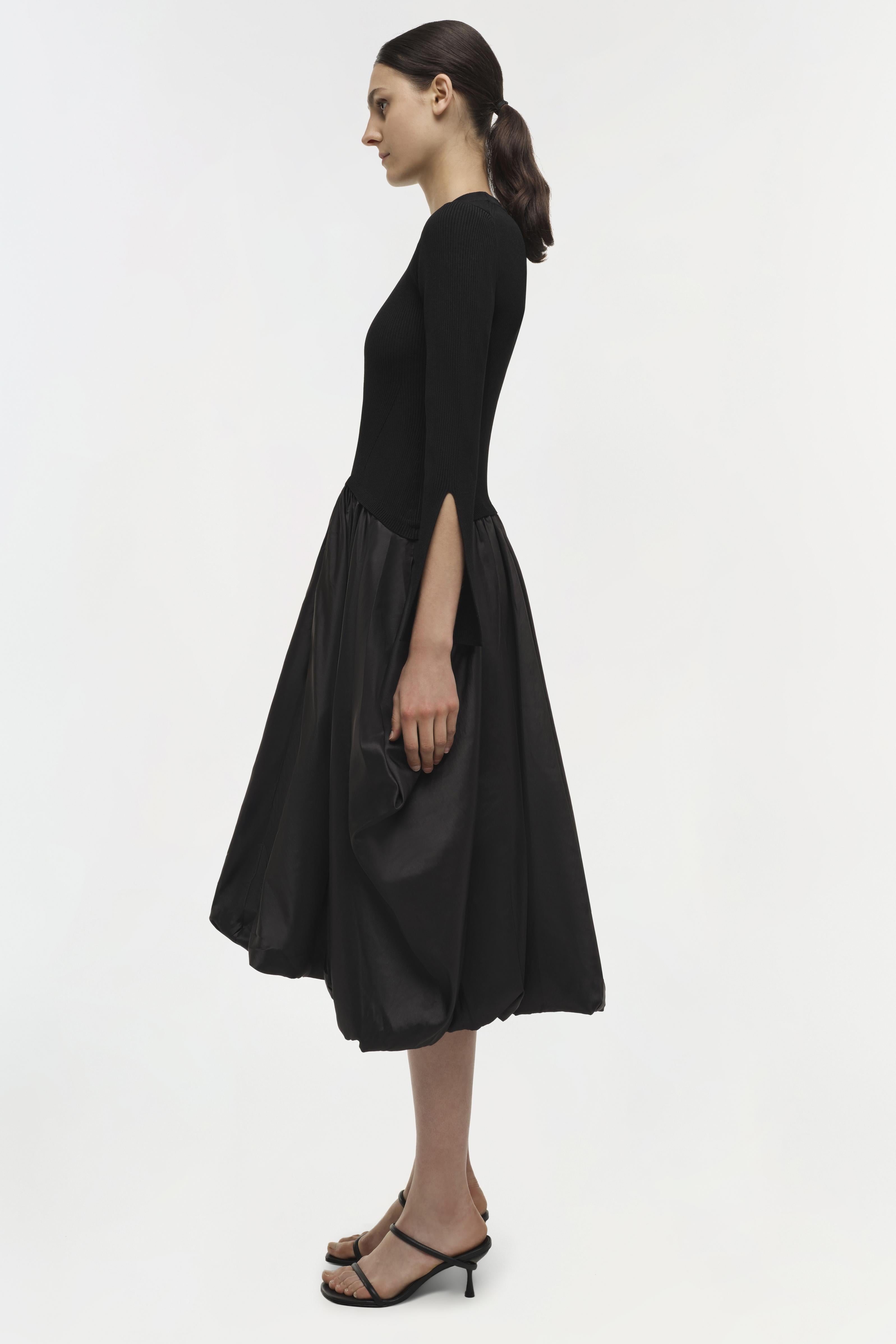 SIMKHAI Black Kenlie Long Sleeve Mock Neck Midi Dress Black / S SIMKHAI Black Kenlie Long Sleeve Mock Neck Midi Dress Black / S