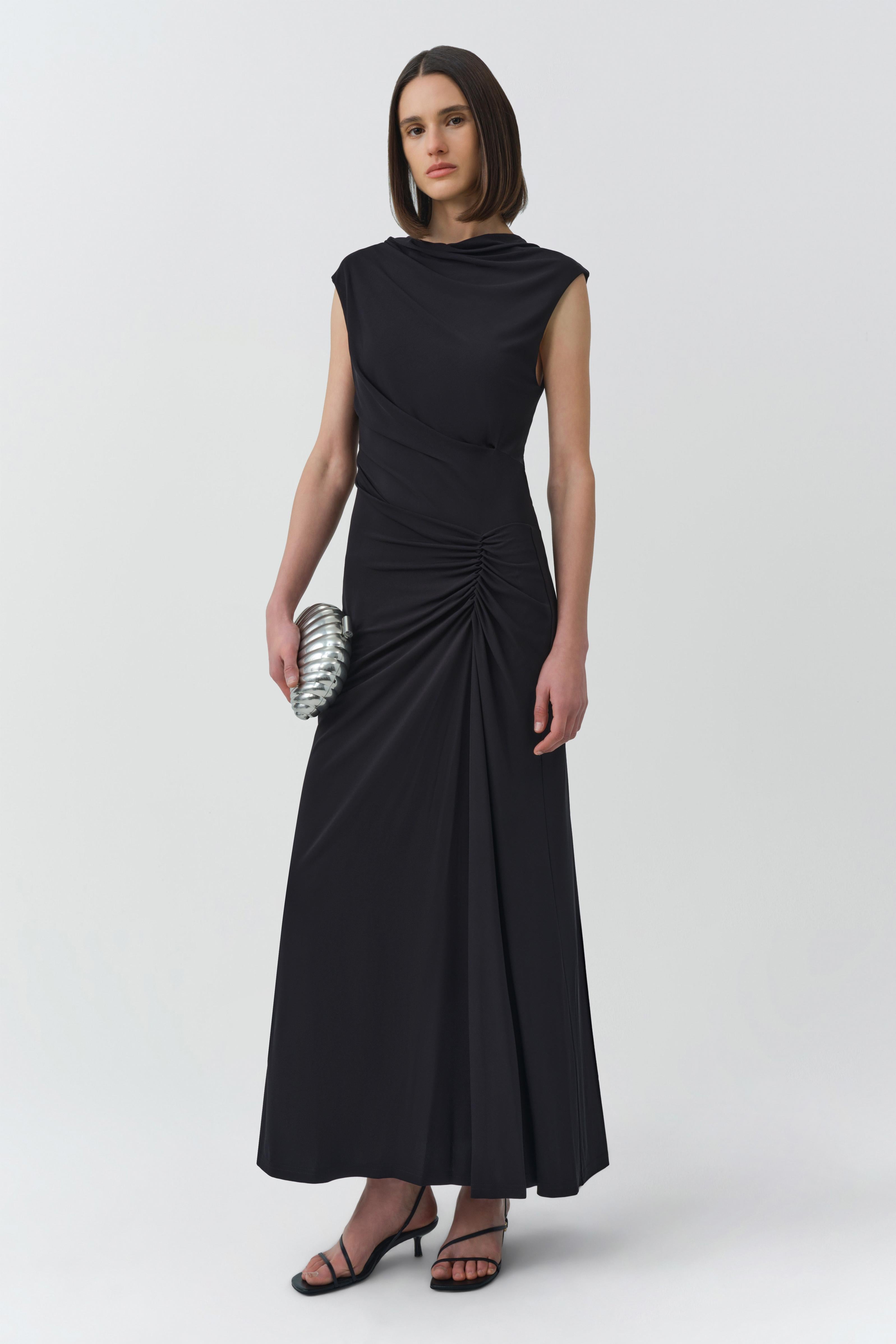 jonathan simkhai dress black Signature Talita Long Sleeve Midi Dress - Black
