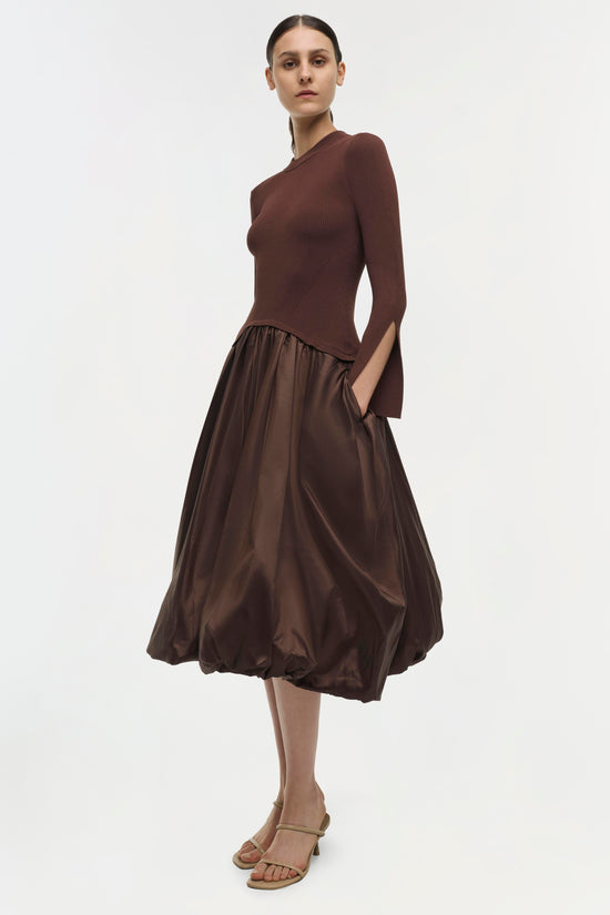 Kenlie Taffeta Knit Midi Dress
