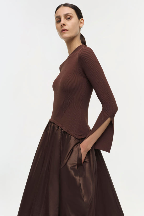 Kenlie Taffeta Knit Midi Dress