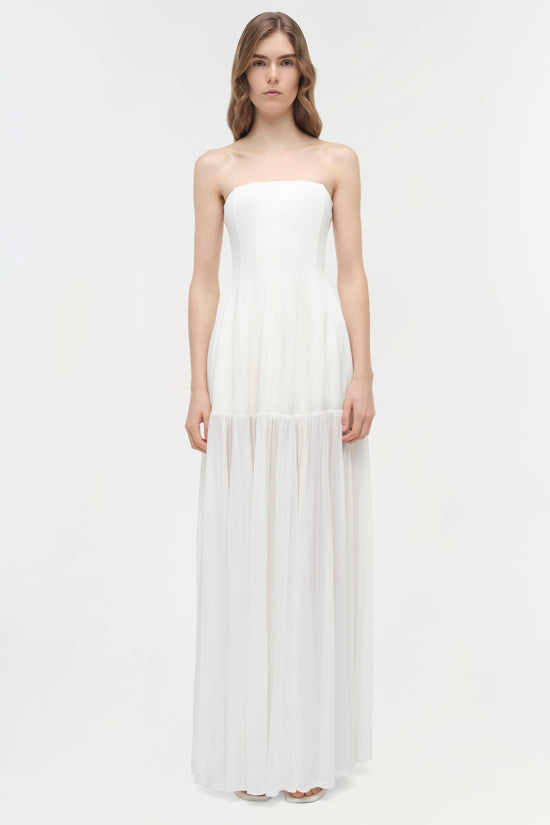 Sandrine Draped Jersey Bustier Midi Dress