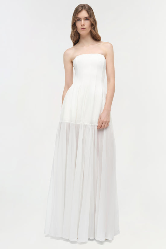 Sandrine Draped Jersey Bustier Midi Dress