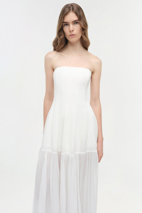 Sandrine Draped Jersey Bustier Midi Dress