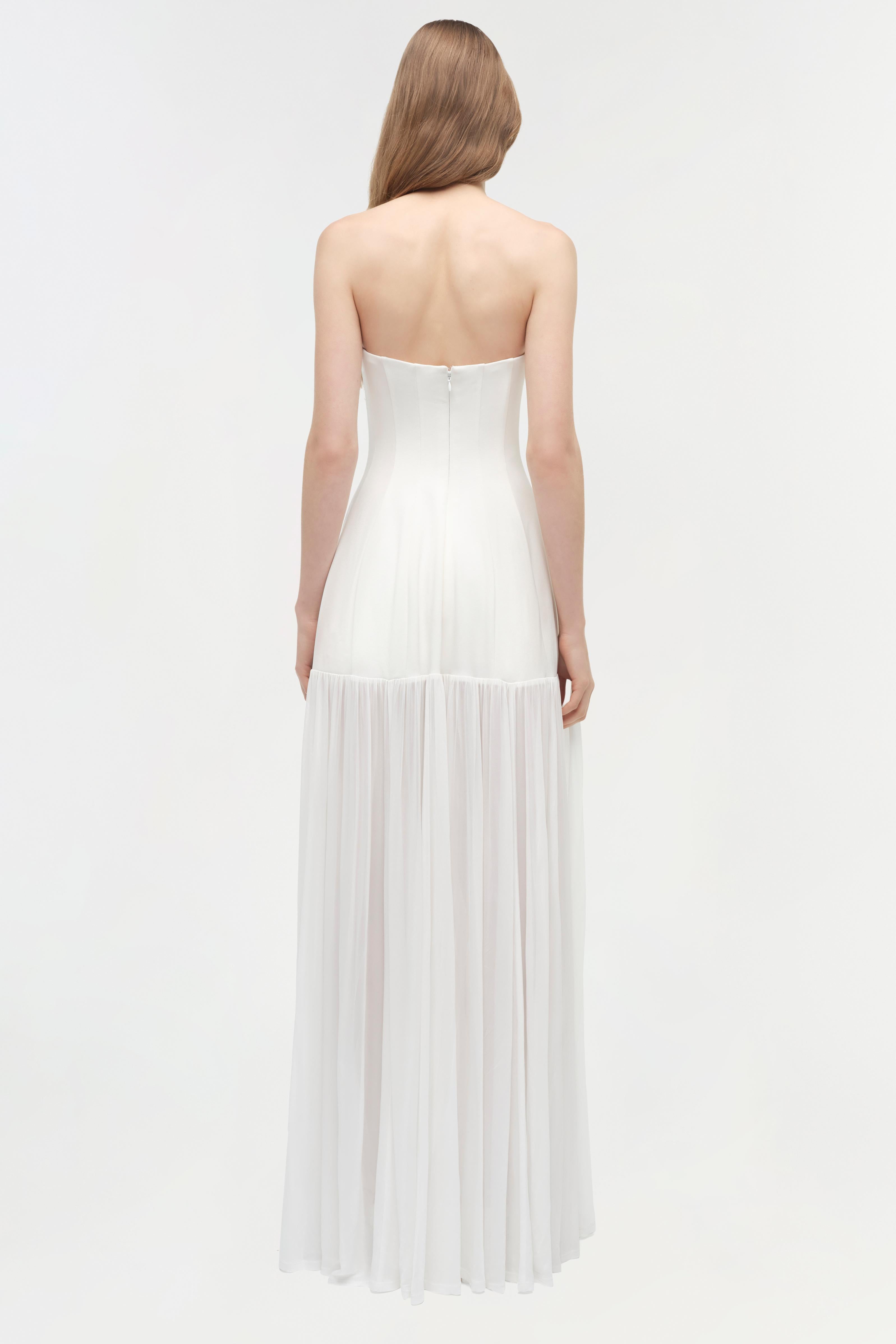 Sandrine Draped Jersey Bustier Midi Dress SIMKHAI Sandrine Draped Jersey Bustier Midi Dress SIMKHAI