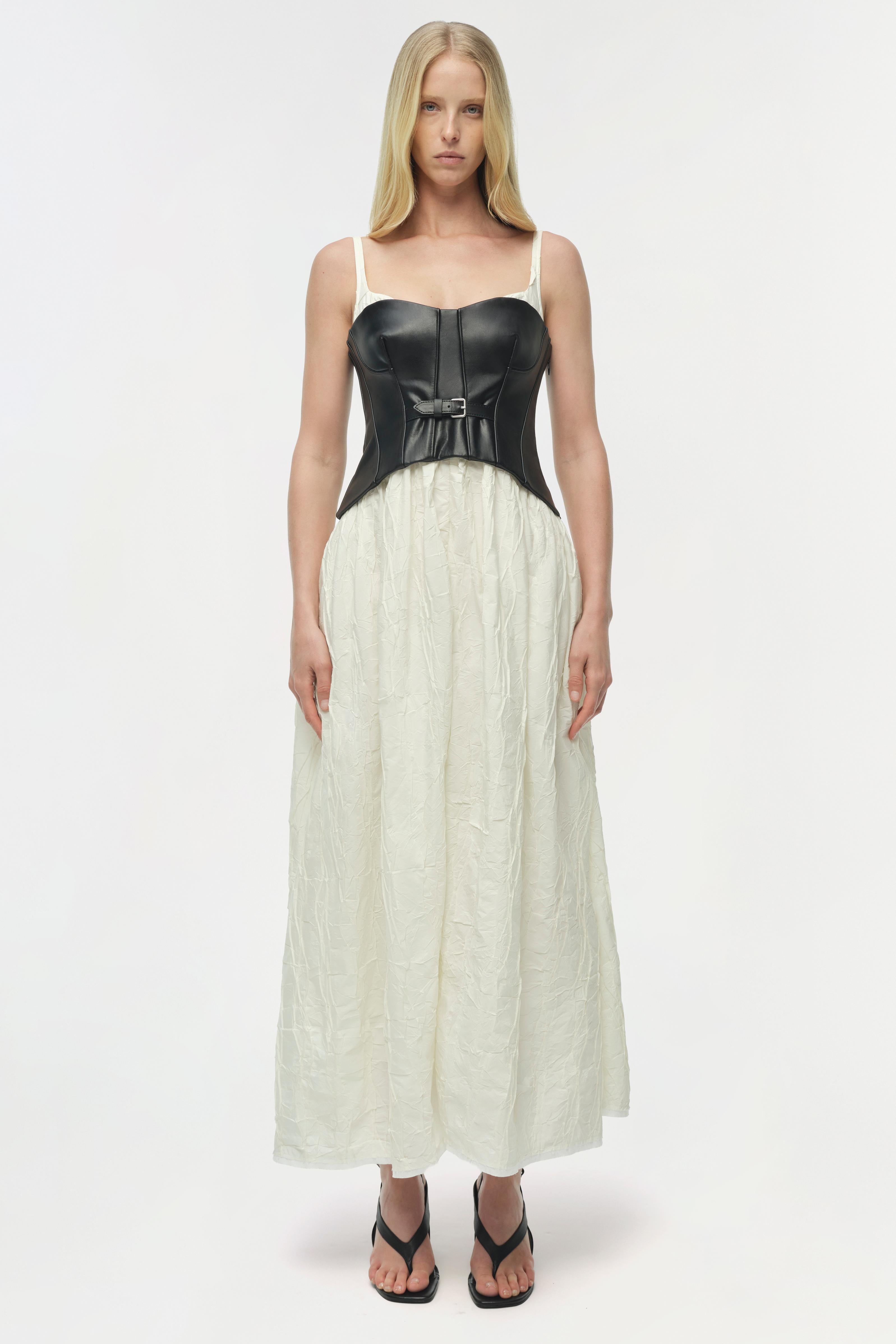 SIMKHAI Cortland Belted Bustier Midi Dress - Black SIMKHAI Cortland Belted Bustier Midi Dress - Black